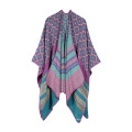 Mujer Wrap Pashmina Poncho Cape Chal similar a la lana Diseño reversible Cárdigan largo Suéter Ruana